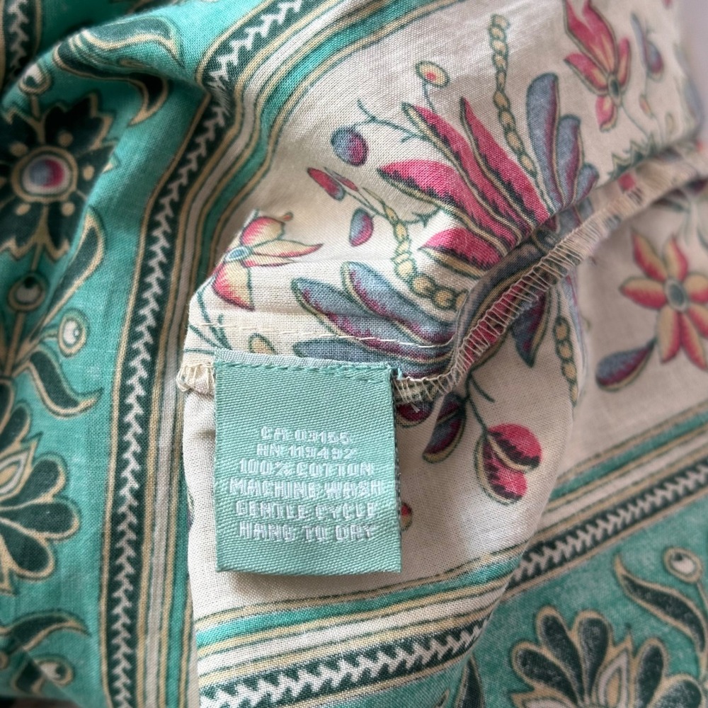 April Cornell Green Pink Floral Cotton Maxi Dress Crochet Trim Boho Womens M NWT - Picture 5 of 7